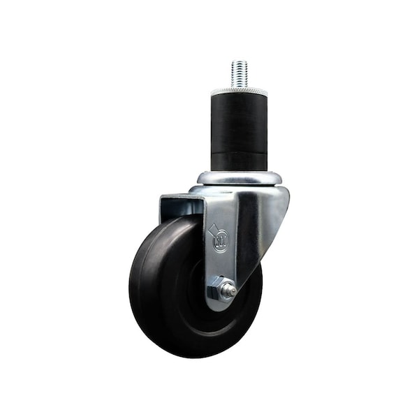 3.5'' SS Hard Rubber Wheel Swivel 1-3/4'' Expanding Stem Caster